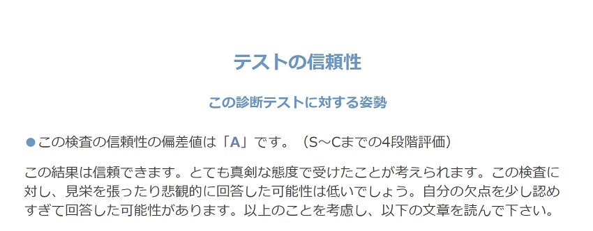 Big5-Basic診断結果 テストの信頼性